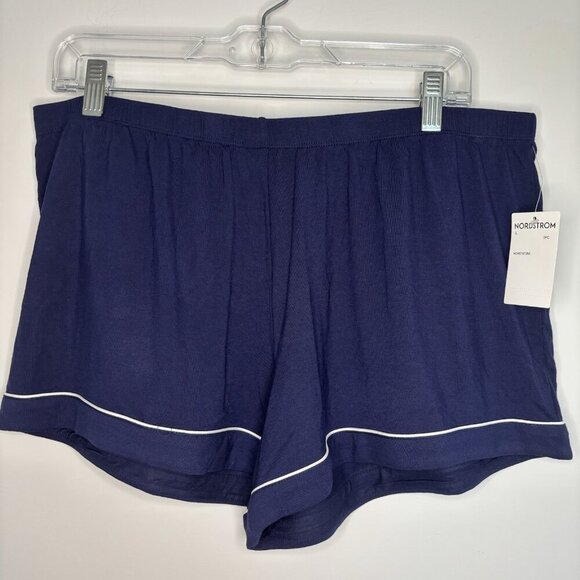 NORDSTROM NEW Pajama Set Women's Large Navy Peacoat Stretch Soft Top Shorts - Picture 4 of 6
